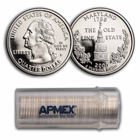 2000-S Maryland Statehood Quarter 40-Coin Roll Proof (Clad)