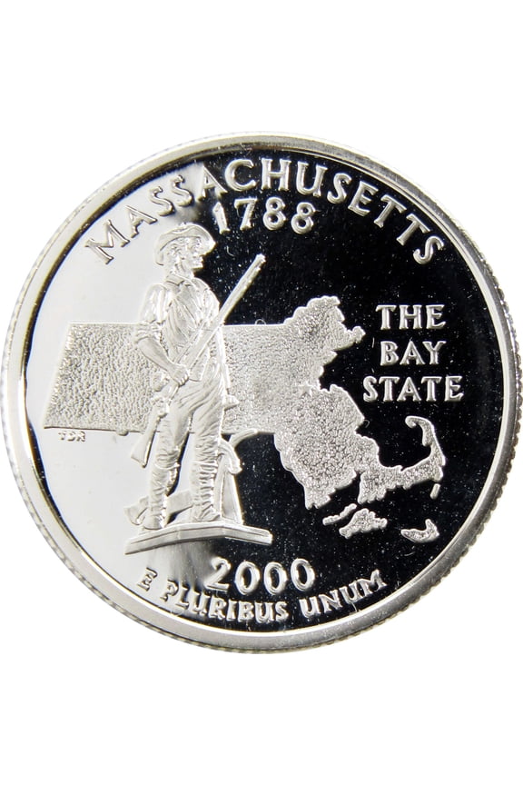2000 S Massachusetts State Quarter Silver Proof 25c Coin