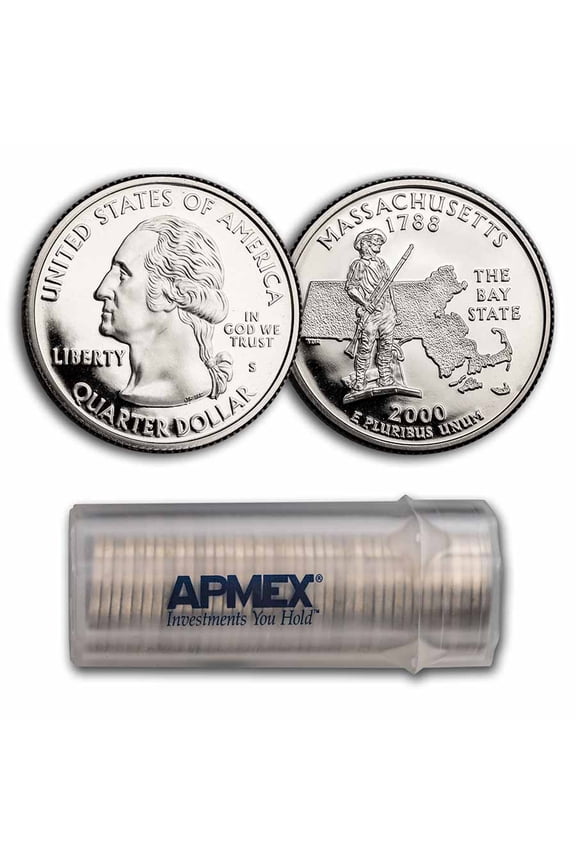 2000-S Massachusetts Statehood Quarter 40-Coin Roll Proof (Clad)