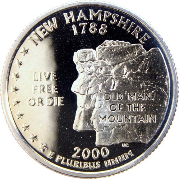 2000 S New Hampshire State Quarter Clad 25c Proof Coin
