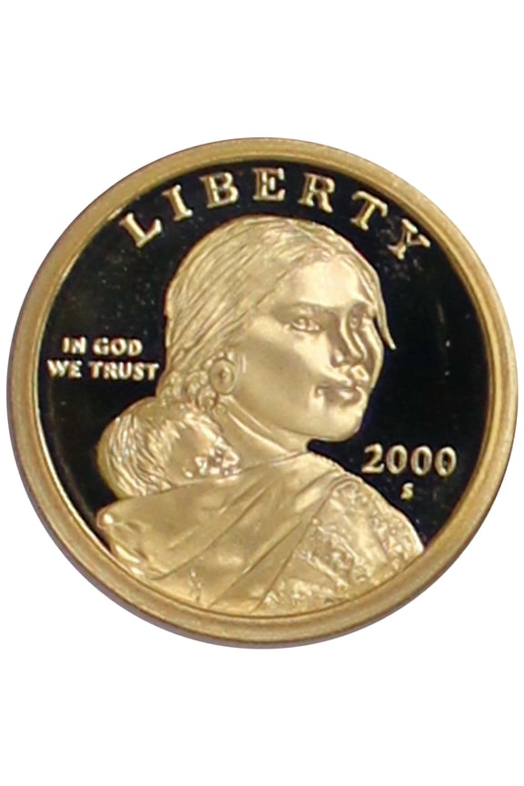 2000-S Sacagawea Dollar Gem Deep Cameo Proof - Golden Manganese-Brass Coin