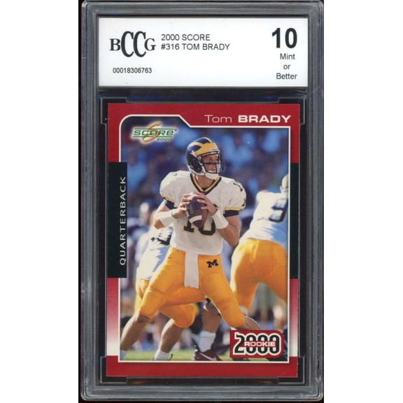 2000 Score #316 Tom Brady Rookie Card BGS BCCG 10 Mint+