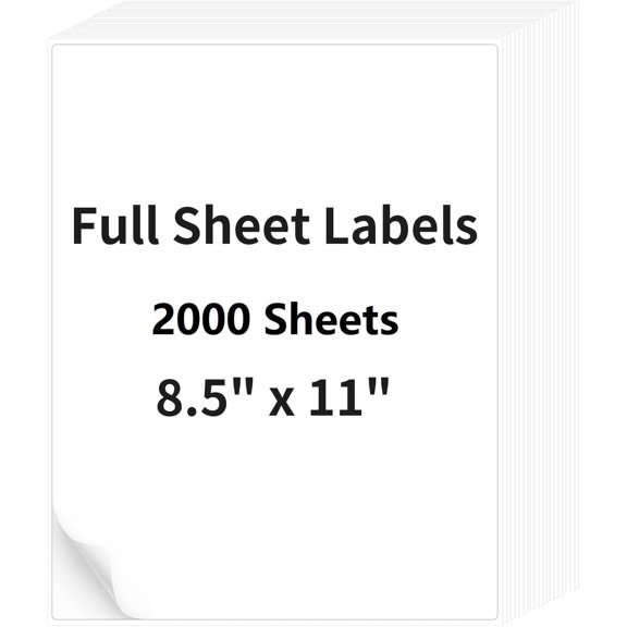 2000 Sheets 8.5" x11" Full Sheet Shipping Labels, Printable Sticker Paper, Matte, Letter Size Label Stickers for Laser/Inkjet Printers (2000 Labels)