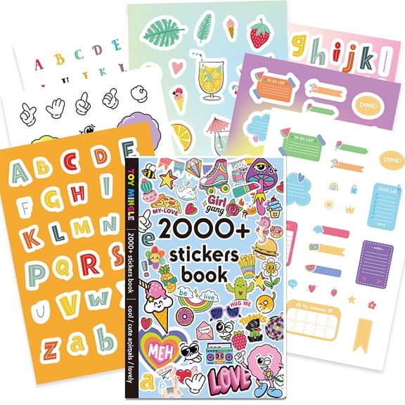 2000+ Stickers Mega Book for Kids Ages 6+  Animals, Letters, Cartoon Characters & More  Fun Sticker Collection for Scrapbooking, Journals, Crafts, and Rewards