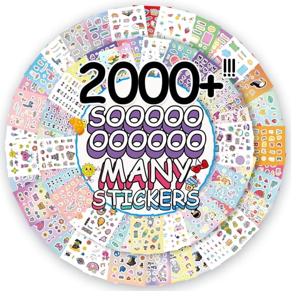 2000+ Stickers Mega Book for Kids Ages 6+ Animals, Letters, Cartoon Characters & More Fun Sticker Collection for Scrapbooking, Journals, Crafts, and Rewards