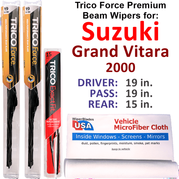 2000 Suzuki Grand Vitara Performance Beam Wipers (Set of 3) w/Rear Wiper