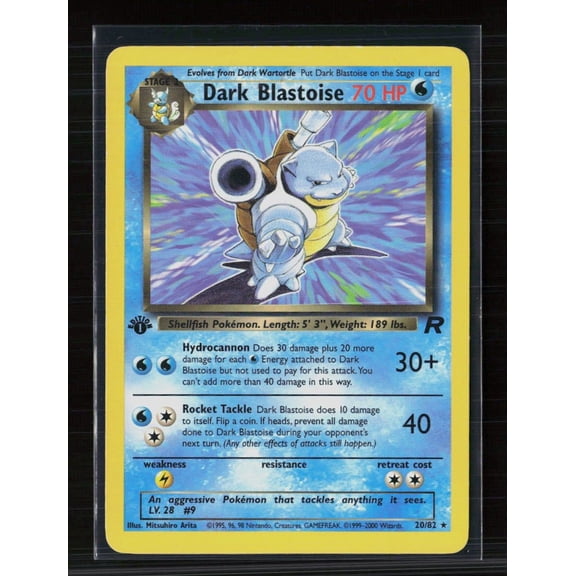 2000 Team Rocket Dark Blastoise Holo Rare 1st Edition #20/82 English Pokemon Card