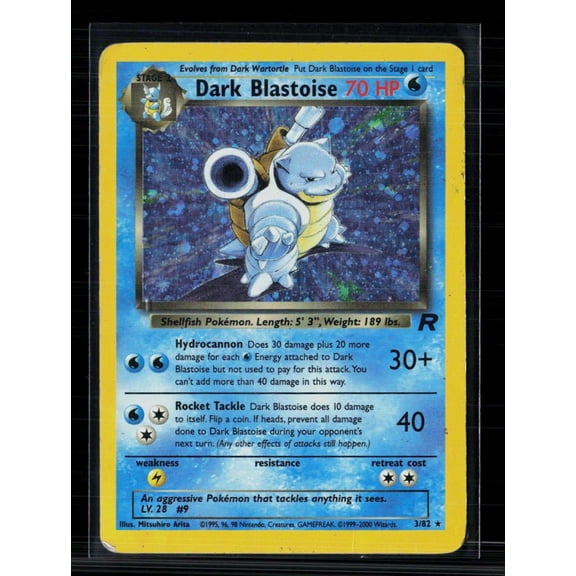 2000 Team Rocket Dark Blastoise Holo Rare #3/82 Pokemon Card English