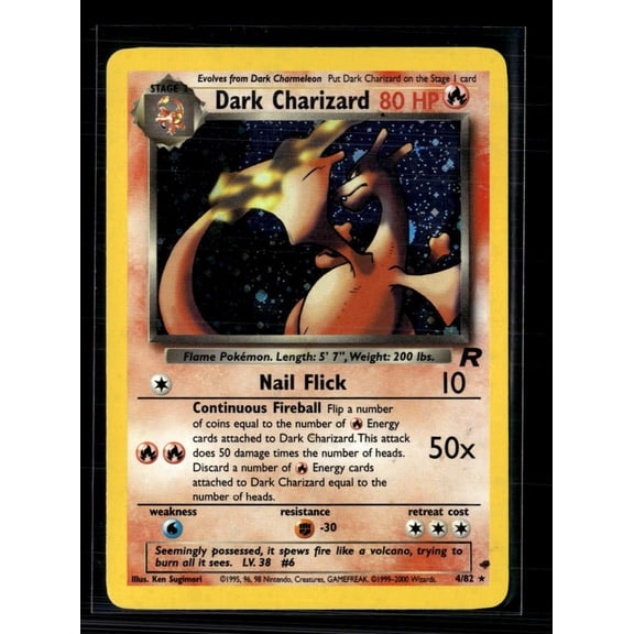2000 Wizards of the Coast Pokemon Team Rocket Dark Charizard Holo Rare 4/82 English