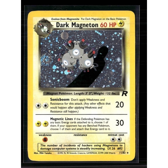 Pokemon 2000 Team Rocket Dark Magneton Holo Rare #11/82 Trading Card