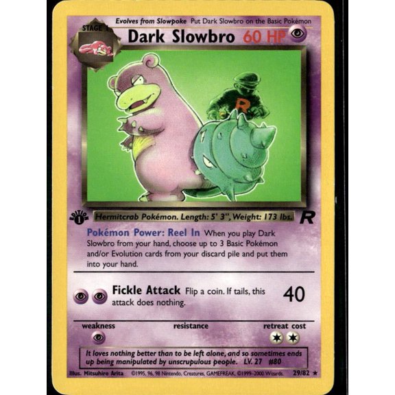 2000 Team Rocket Dark Slowbro Rare 1st Edition #29/82 English Pokemon Trading Card