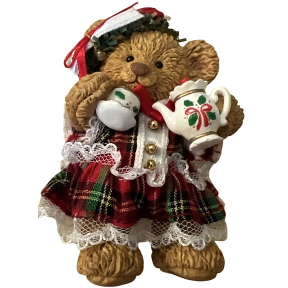 2000 The Tea Party Collection Teddy Bear (Tea Party) Carlton Cards Christmas Tree Ornament CXOR-095C