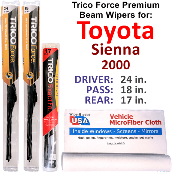 2000 Toyota Sienna Performance Beam Wipers (Set of 3) w/Rear Wiper