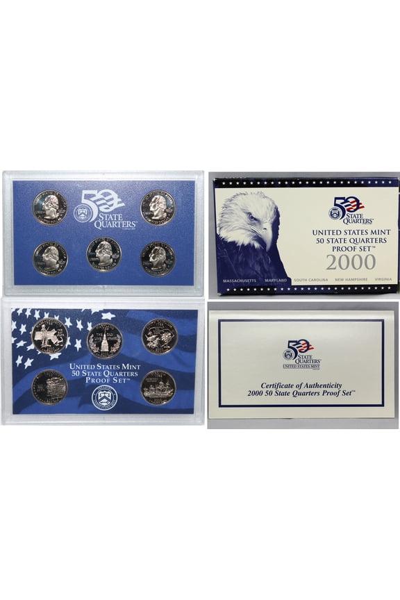 2000 U.S. Proof State Quarter Set Gem DCAM Clad - 5 Coins OGP