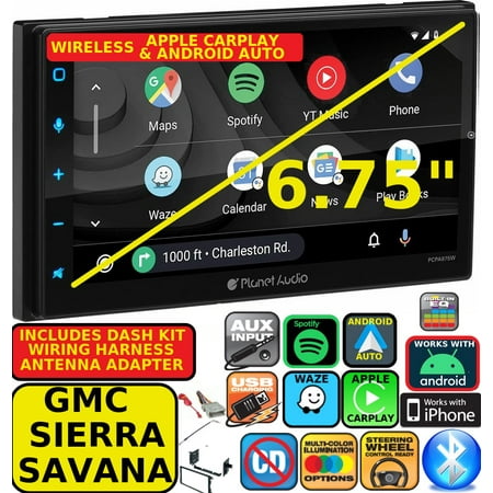 2000 & UP GMC SIERRA SAVANA GPS NAVIGATION APPLE CARPLAY ANDROID AUTO USB CAR STEREO