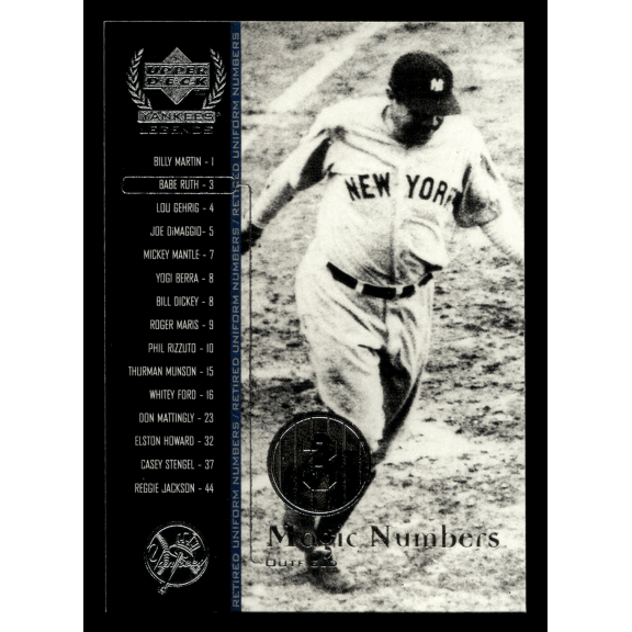 2000 Upper Deck Yankees Legends Magic Numbers Babe Ruth #52 Baseball Card New York Yankees MLB Baseball Trading Card