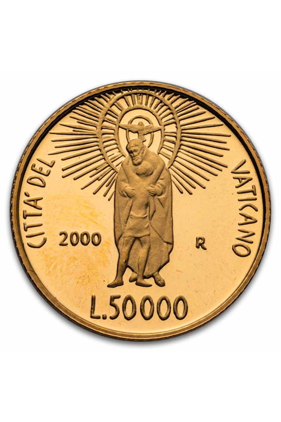 2000 Vatican City Proof Gold 50,000 Lire Pope John Paul II