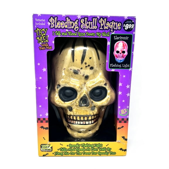 2000 Vintage Halloween Decor Bleeding Skull Plague
