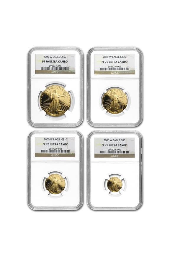 2000-W 4-Coin Proof American Gold Eagle Set PF-70 NGC