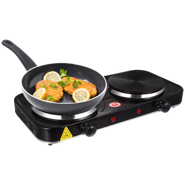 2000 W Portable Stove Two Burner Electric Cooktop Lightweight Electric