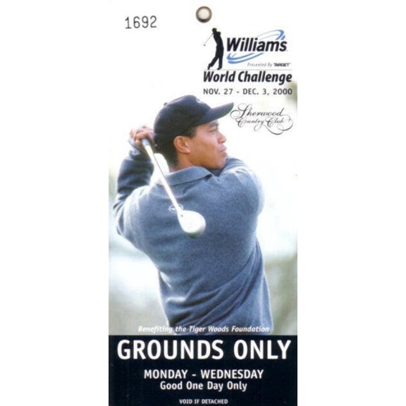 2000 Williams World Challenge ticket (Tiger Woods)