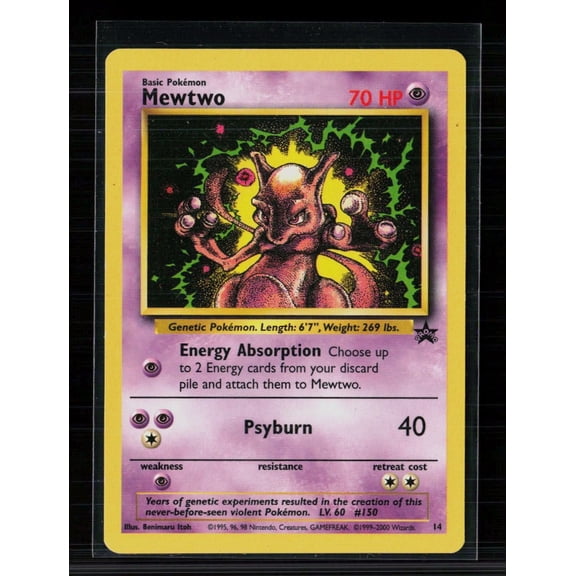 2000 Wizards Mewtwo Holo Black Star Promo #14 English Pokemon Trading Card