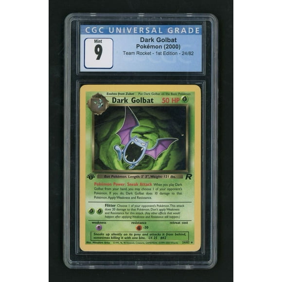 2000 Wizards of the Coast Pokemon 24/82 Dark Golbat Team Rocket - 1st Edition CGC 9 Mint