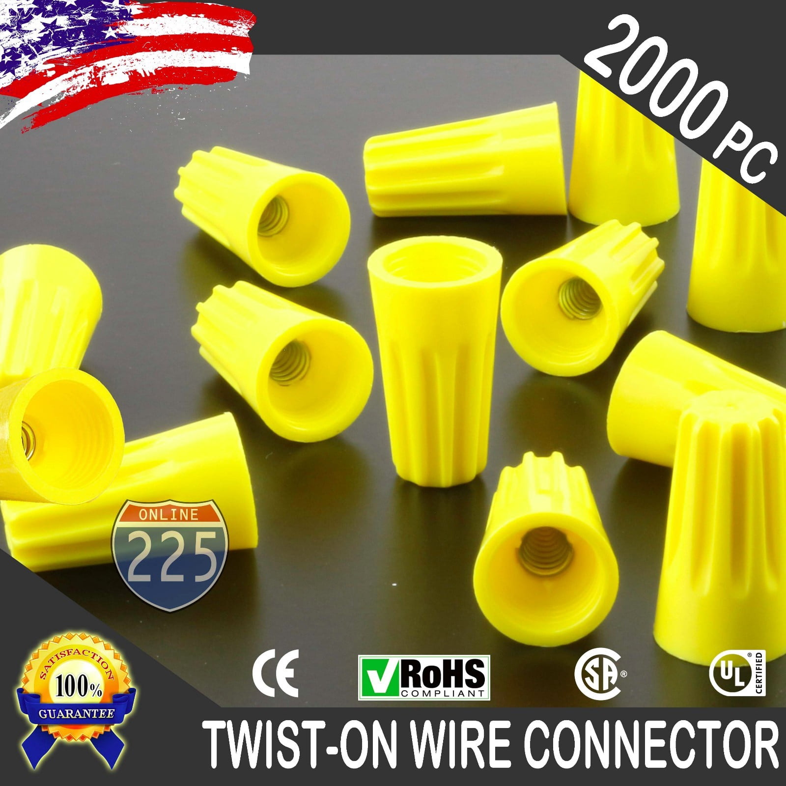 (2000) Yellow Twist-On Wire Connector Connection nuts 18-12 Gauge Barrel Screw
