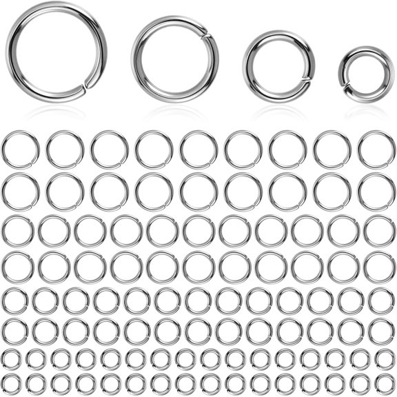 2000 count No Tarnish Stainless Steel Jump Rings, 4 Sizes 4-7mm Open Connector Ring Bulk for Making, Necklaces Bracelet Earrings, 20 Gauge Thickness,