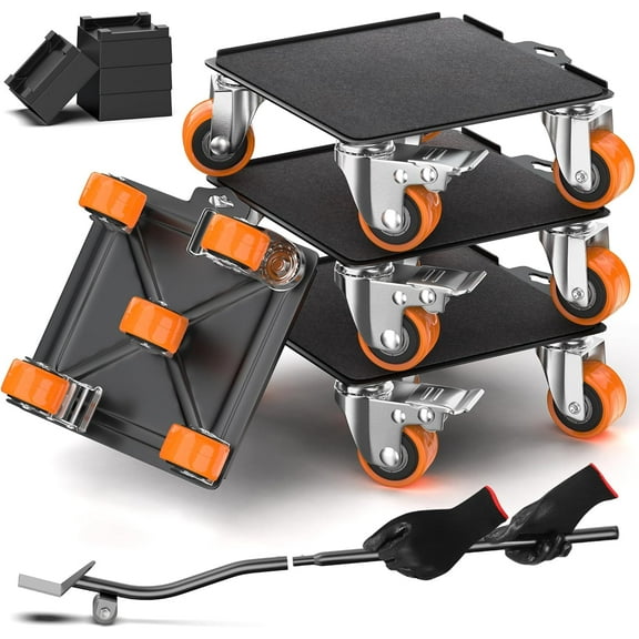 2000 lb Capacity -  Furniture Movers with Wheels and Moving , Includes Furniture Lifter Jacks Tool Set, Gliders, Sliders, 5 Rollers Casters Cart. Easily Move Furniture, Piano, Equipment