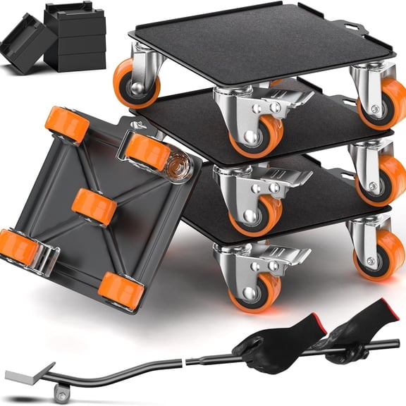 2000 lb Capacity - Heavy Duty Furniture Movers with Wheels and Moving Dolly, Includes Furniture Lifter Jacks Tool Set, Gliders, Sliders, 5 Rollers Casters Cart. Easily Move Furniture,