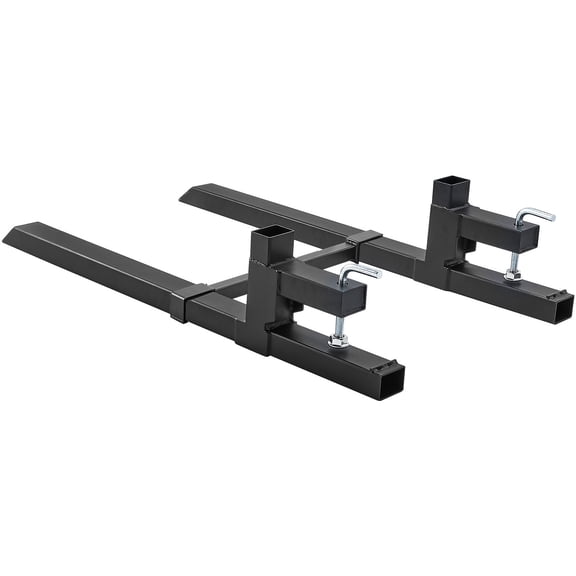 2000 lb Clamp-On Pallet Forks, 43" Tractor Bucket Forks with Adjustable Stabilizer Bar, Heavy for Skid Steer & Loader