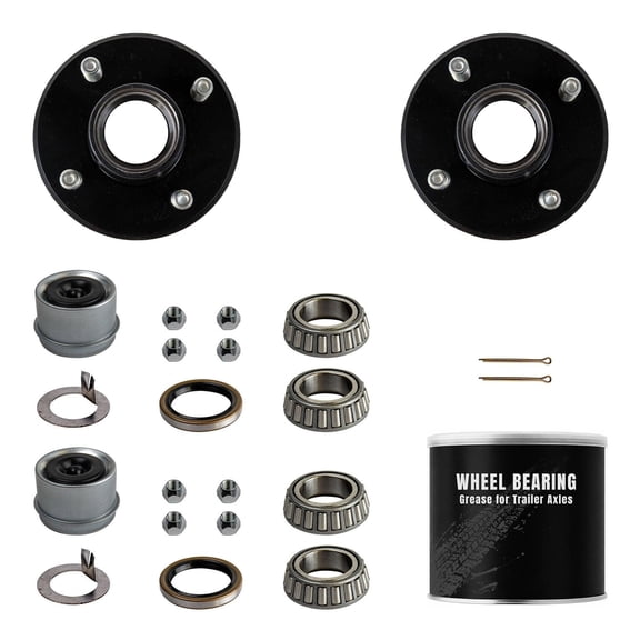 2000 lb Idler Trailer Axle Service Kit - 2k Capacity, 4x4 Bolt Pattern