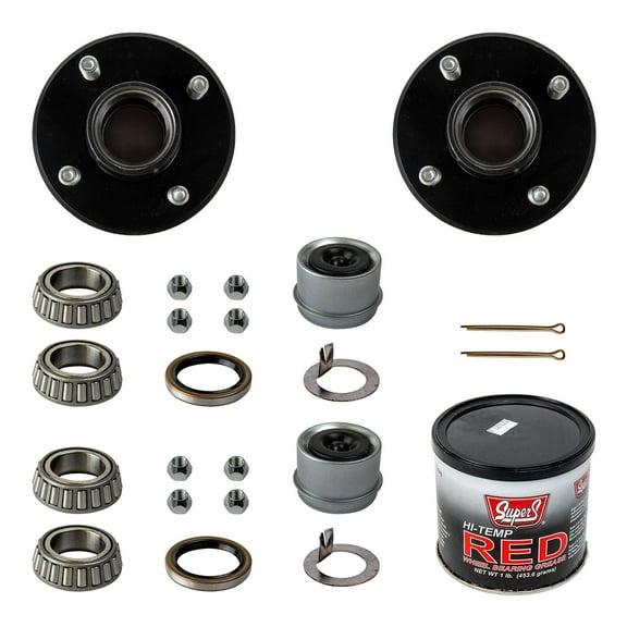 2000 lb Idler Trailer Axle Service Kit - 2k Capacity, 4x4 Bolt Pattern