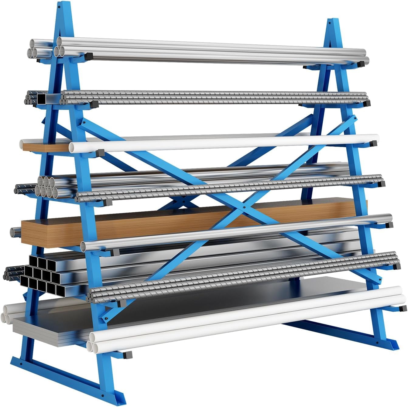 Storage Racks 60 Comp 2000 lbs Horizontal Lumber Storage Rack, 60”W x 66”H x 40”D, 7-Tier ...