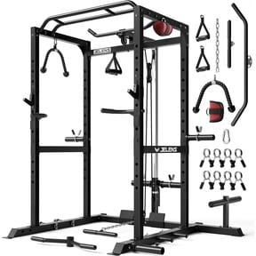 2000 lbs Power Cage, Multi-Function Power Rack with Adjustable Cable Crossover System,with More Training Attachments for Home Gym