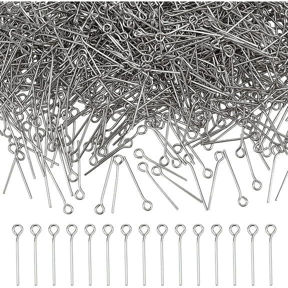 2000 pc 2000 Pcs 1.57 Inch in Length 304 Stainless Steel Eye Pins Open Eye Pins Headpins Jewelry Making Findings