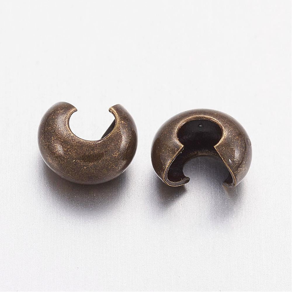 2000 pc Brass Crimp Beads Covers Nickel Free Antique Bronze color Size: About 4mm In Diameter Hole: 1.5~1.8mm