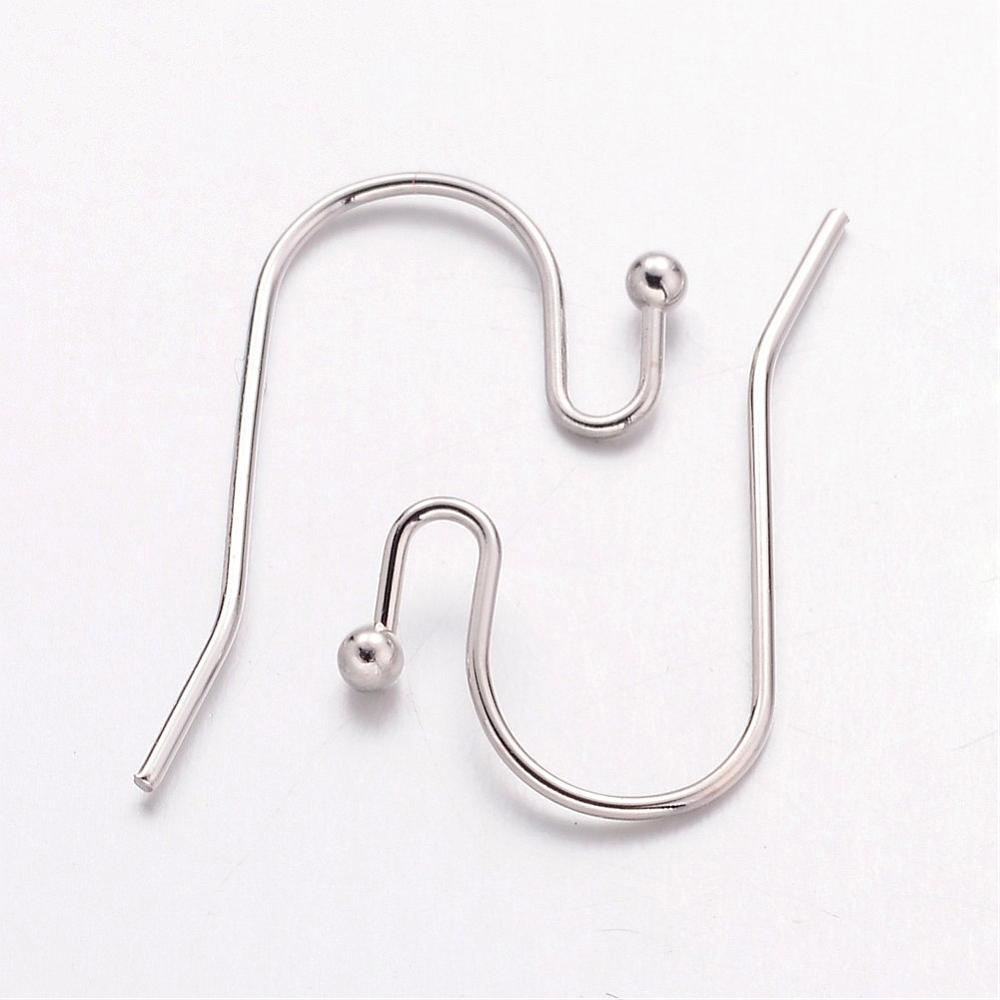 2000 pc Brass Earring Hooks Ear Wire Lead Free & Cadmium Free & Nickel Free Platinum about 11mm wide 22mm long 0.75mm thick