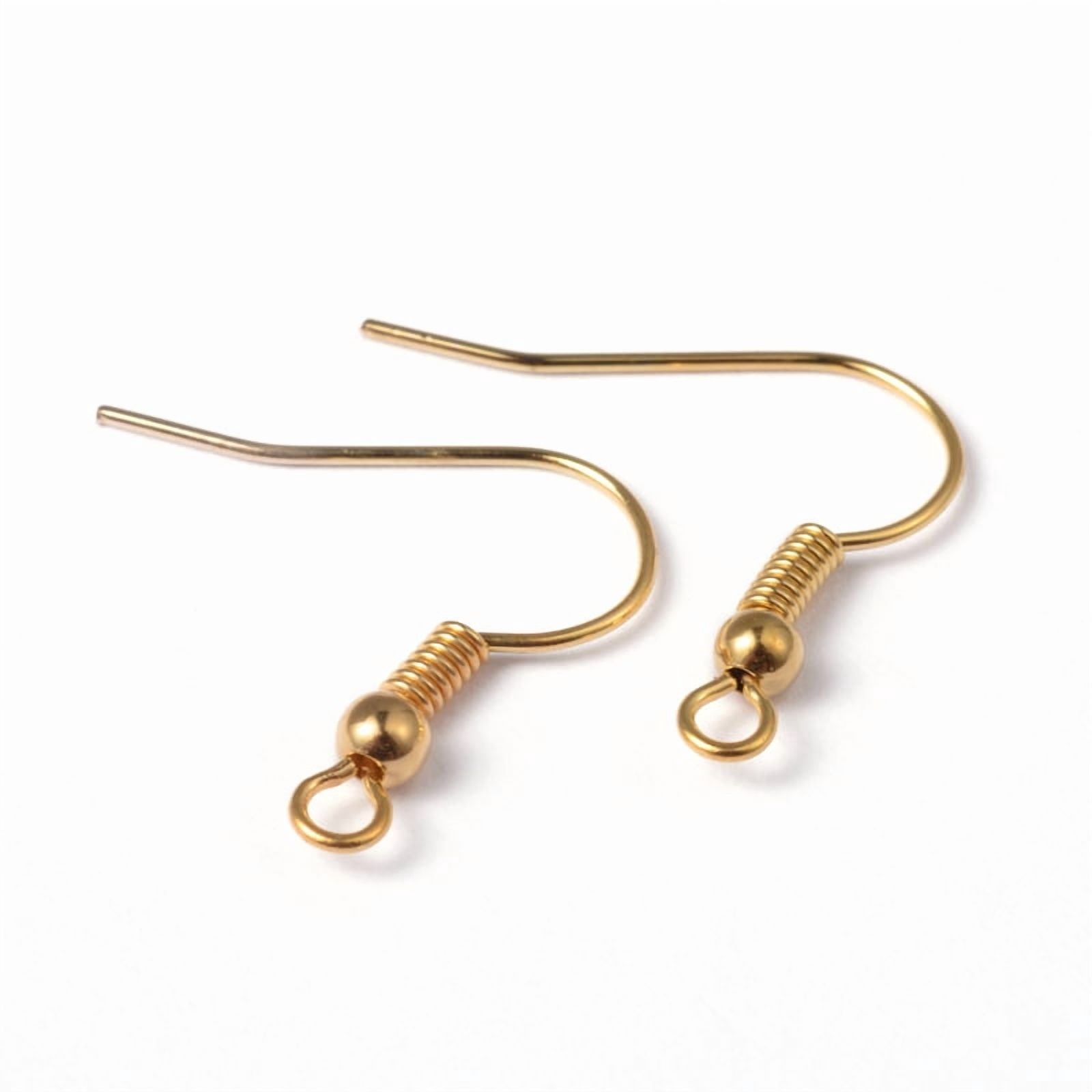 2000 pc Brass Earring Hooks Ear Wire with Horizontal Loop Nickel Free Golden 17~19x16~18x0.6~0.7mm 21~22 Gauge Hole: 2mm Brass