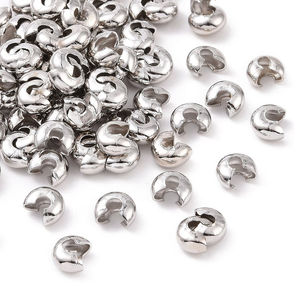 2000 pc Iron Crimp Beads Covers Nickel Free Platinum 5mm In Diameter Hole: 1.5~1.8mm