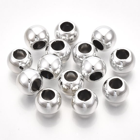 2000 pc UV Plating ABS Plastic Beads Round Platinum Plated 6x4.5mm Hole: 2.5mm