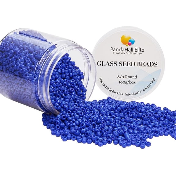 2000 pcs 3mm 8/0 Glass Seed Beads Round Pony Bead for Earring Necklace Bracelet Waist Chain Jewelry DIY Craft Making Blue