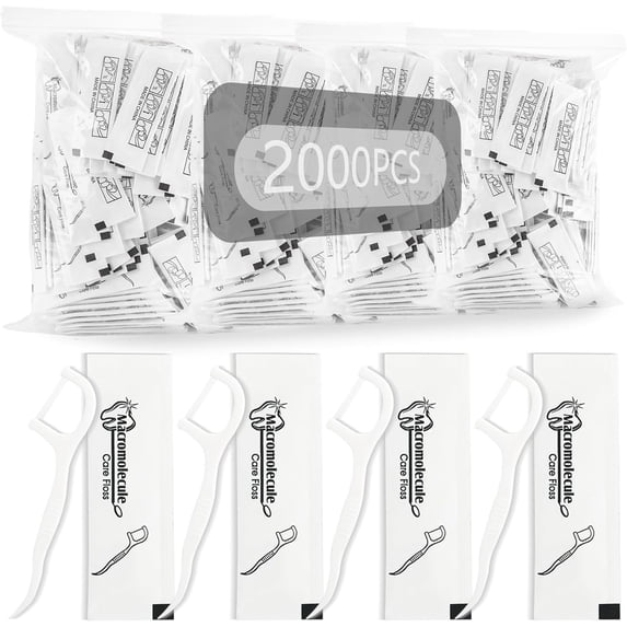 2000 piece individually packaged floss, disposable floss picks, suitable for home, travel, restaurants, offices, schools dental cleaning oral care