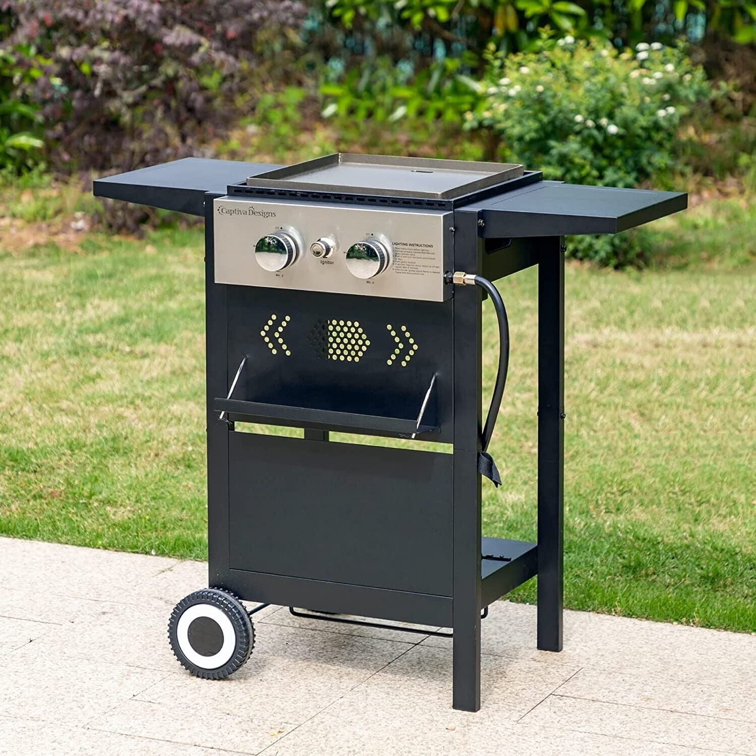 20000 BTU Outdoor Flat Top Gas Griddle Grill Propane BBQ Grill with lid