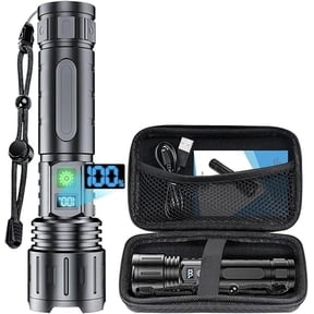 20000 Lumen Rechargeable Flashlight, USB-C Zoomable LED Torch with Digital Display & 5 Modes, IPX5 Waterproof for Camping Hiking Outdoor