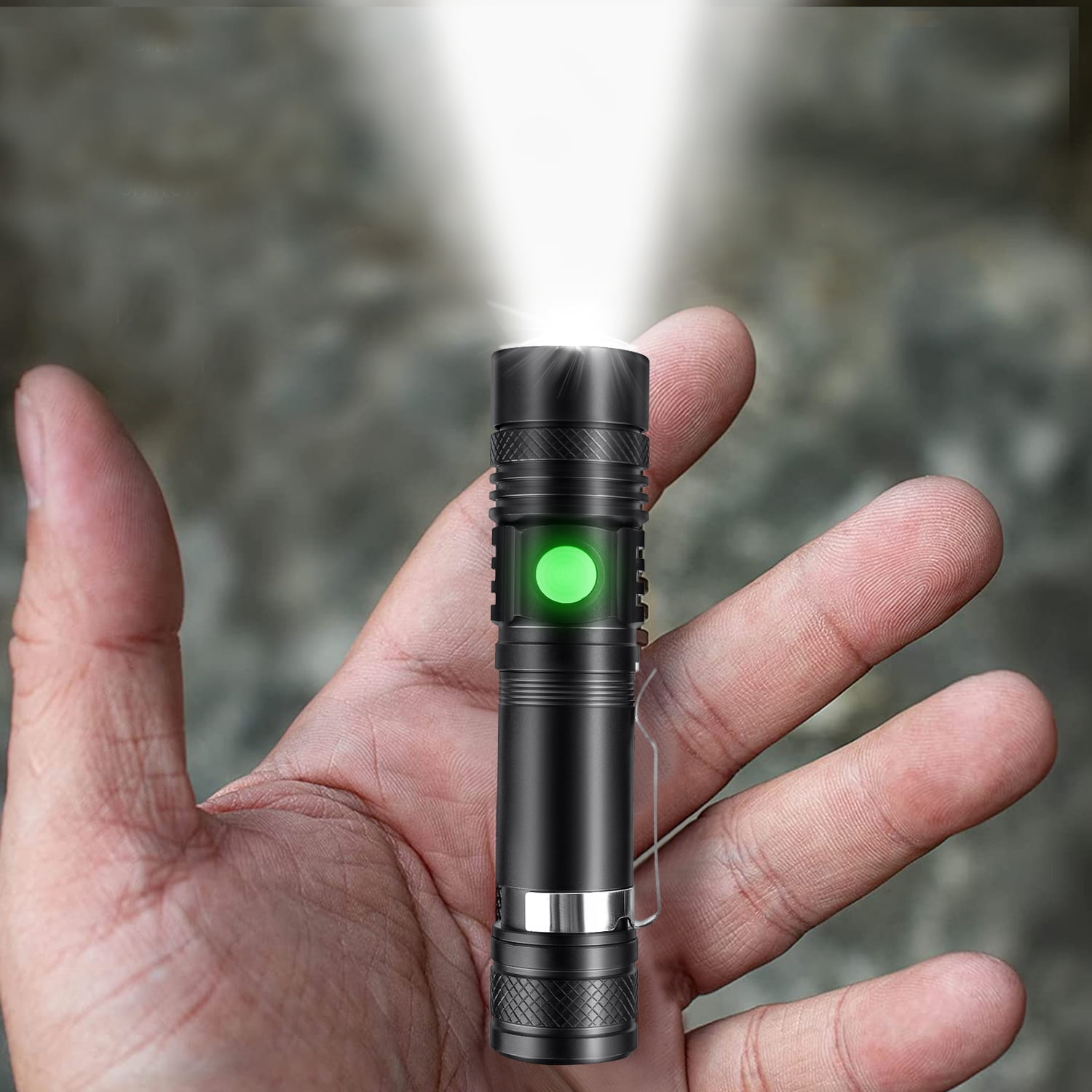 tromme tæt hed 20000 Lumens Compact LED Flashlight, USB Rechargeable Mini Ultra Bright  Tactical Zoomable Flashlight, Waterproof EDC Pocket Flashlight Bar Torch  for Hiking Camping Outdoor Emergency, Included Battery - Walmart.com