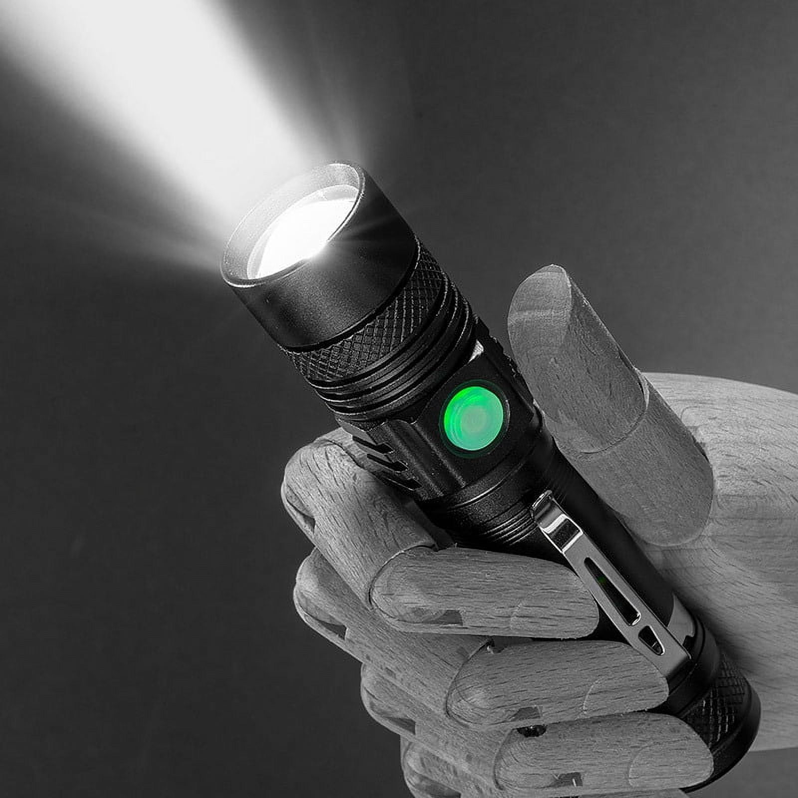 20000 Lumens Super Small Mini Compact LED Flashlight, USB Rechargeable Ultra Bright Tactical Zoomable Flashlight, Waterproof EDC Pocket Clip Tactical Torch Lamp for Hiking Camping Outdoor