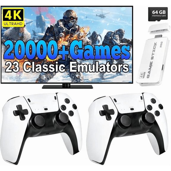 20000+ Retro Arcade Game System with 2 Wireless Controllers & 9 Emulators, 4K HDMI