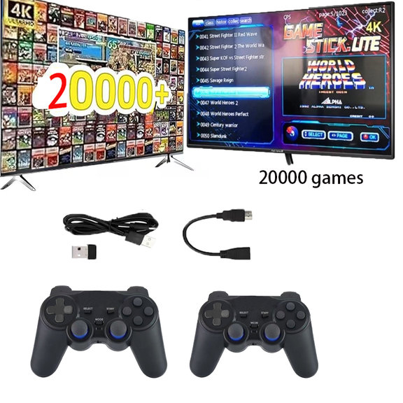20000+ Retro Arcade Game System with 2 Wireless Controllers & 9 Emulators, 4K HDMI